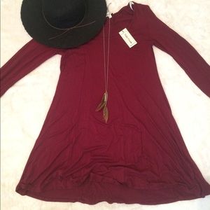 Maroon, long sleeved dress